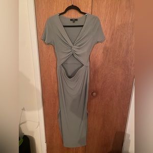 Lulus Style Twist Sage Green Twist Front Cutout Midi Dress